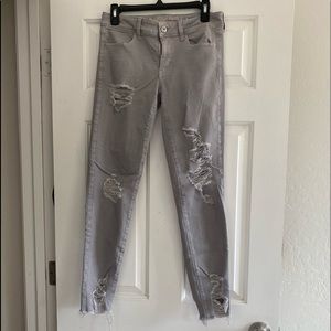 Grey jegging distressed jeans from AE